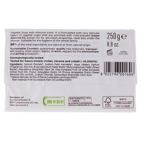 I Provenzali Sapone Vegetale Corpo Mandorle Dolci 250 g